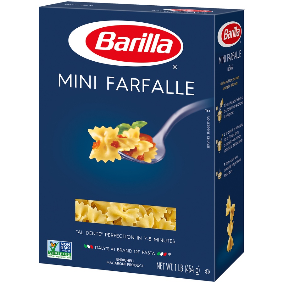 slide 3 of 8, Barilla Mini Farfalle Pasta, 16 oz