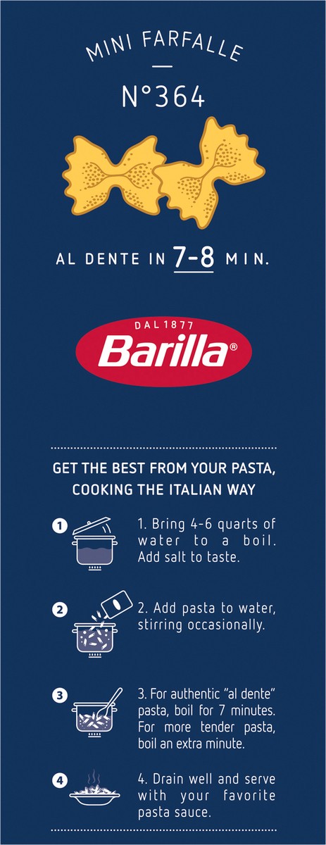 slide 7 of 9, Barilla Mini Farfalle Pasta, 1 lb