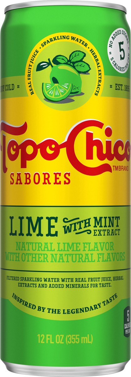 slide 3 of 7, Topo Chico Sabores Lime With Mint Extract Can- 12 fl oz, 12 fl oz