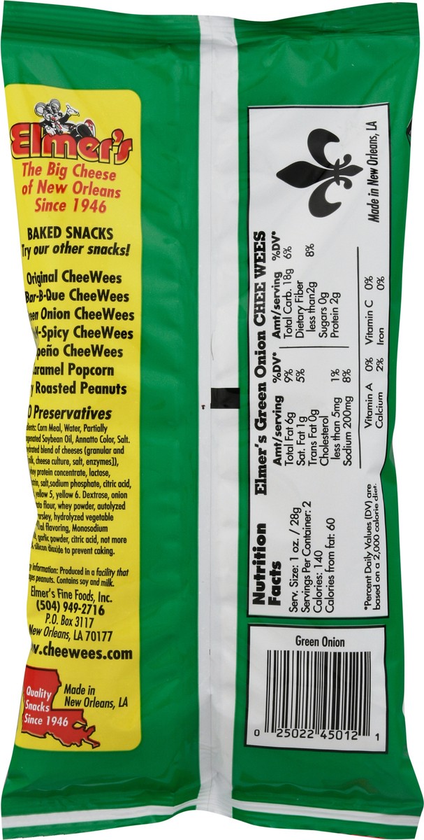 slide 6 of 13, Elmer's Chee Wees Green Onion Cheese Curls 2.0 oz, 2 oz