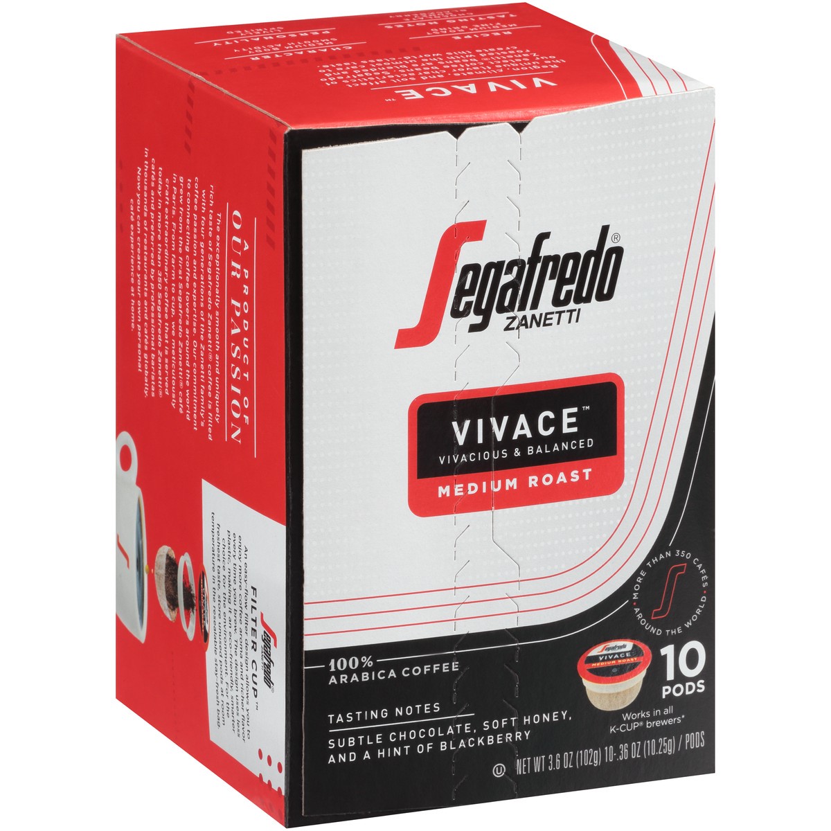 slide 9 of 9, Segafredo Zanetti Vivace Medium Roast Ground Coffee Pods - 3.6 oz, 3.6 oz