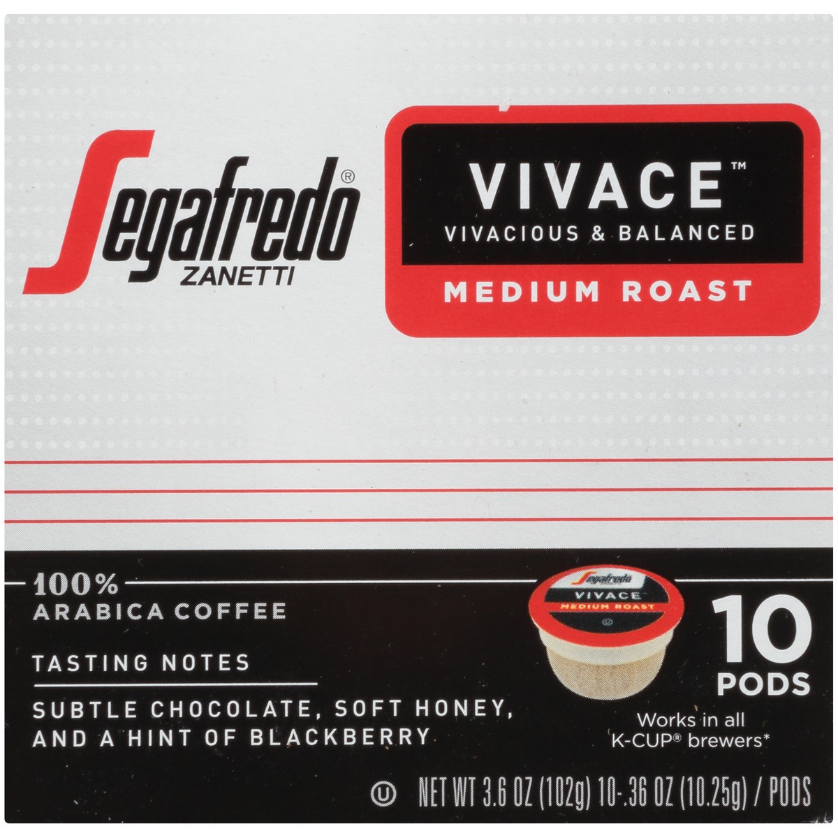 slide 7 of 9, Segafredo Zanetti Vivace Medium Roast Ground Coffee Pods - 3.6 oz, 3.6 oz