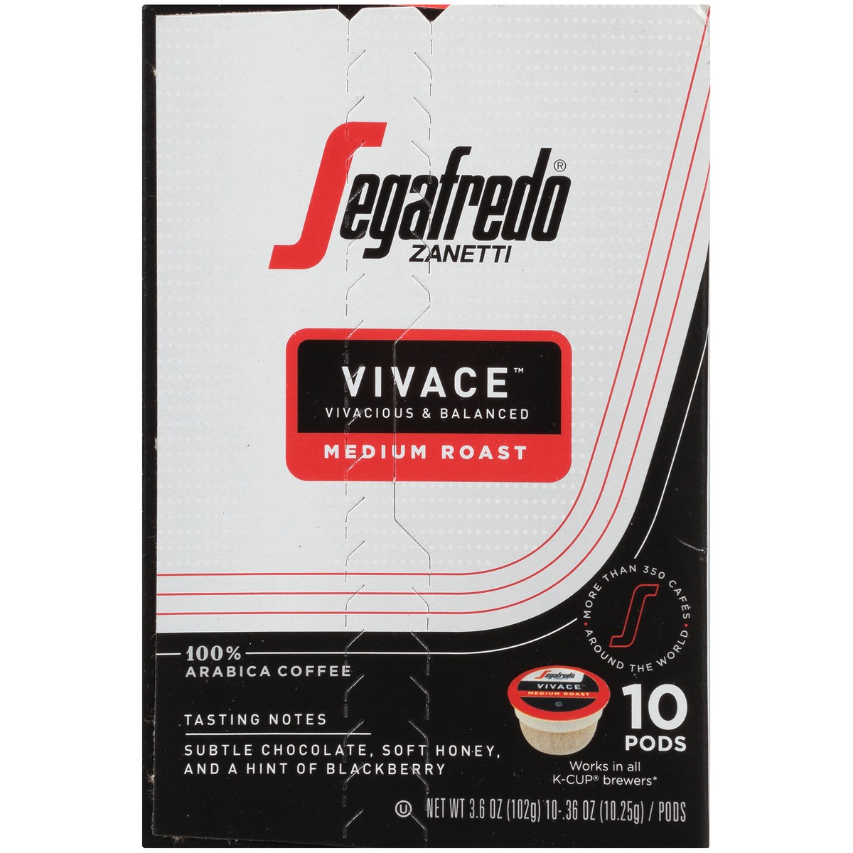 slide 4 of 9, Segafredo Zanetti Vivace Medium Roast Ground Coffee Pods - 3.6 oz, 3.6 oz