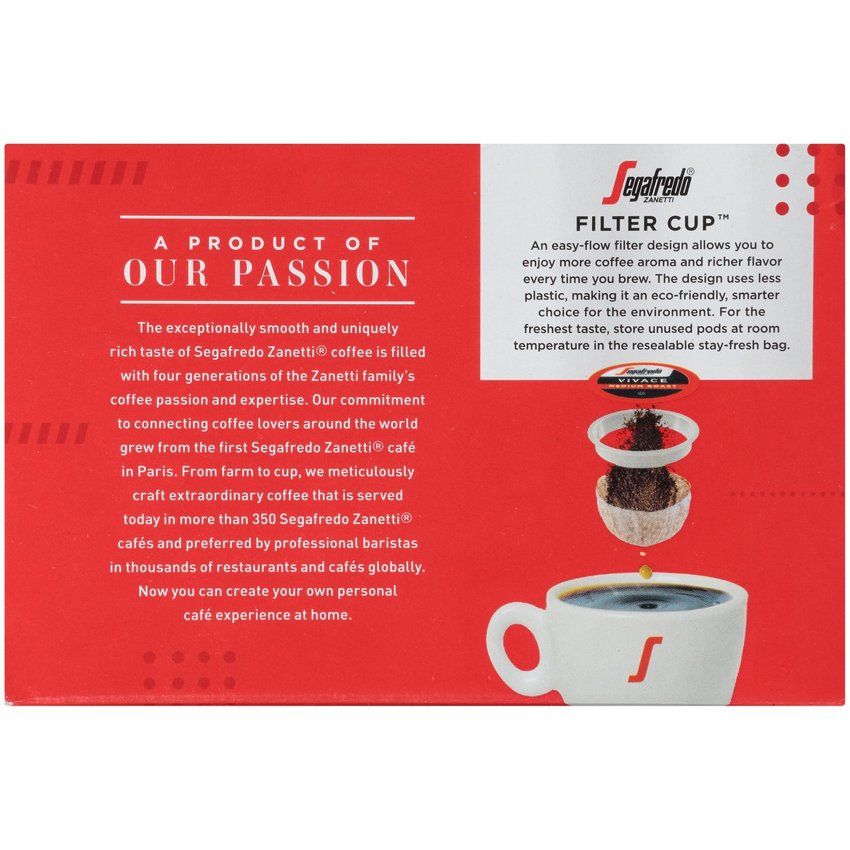 slide 5 of 9, Segafredo Zanetti Vivace Medium Roast Ground Coffee Pods - 3.6 oz, 3.6 oz