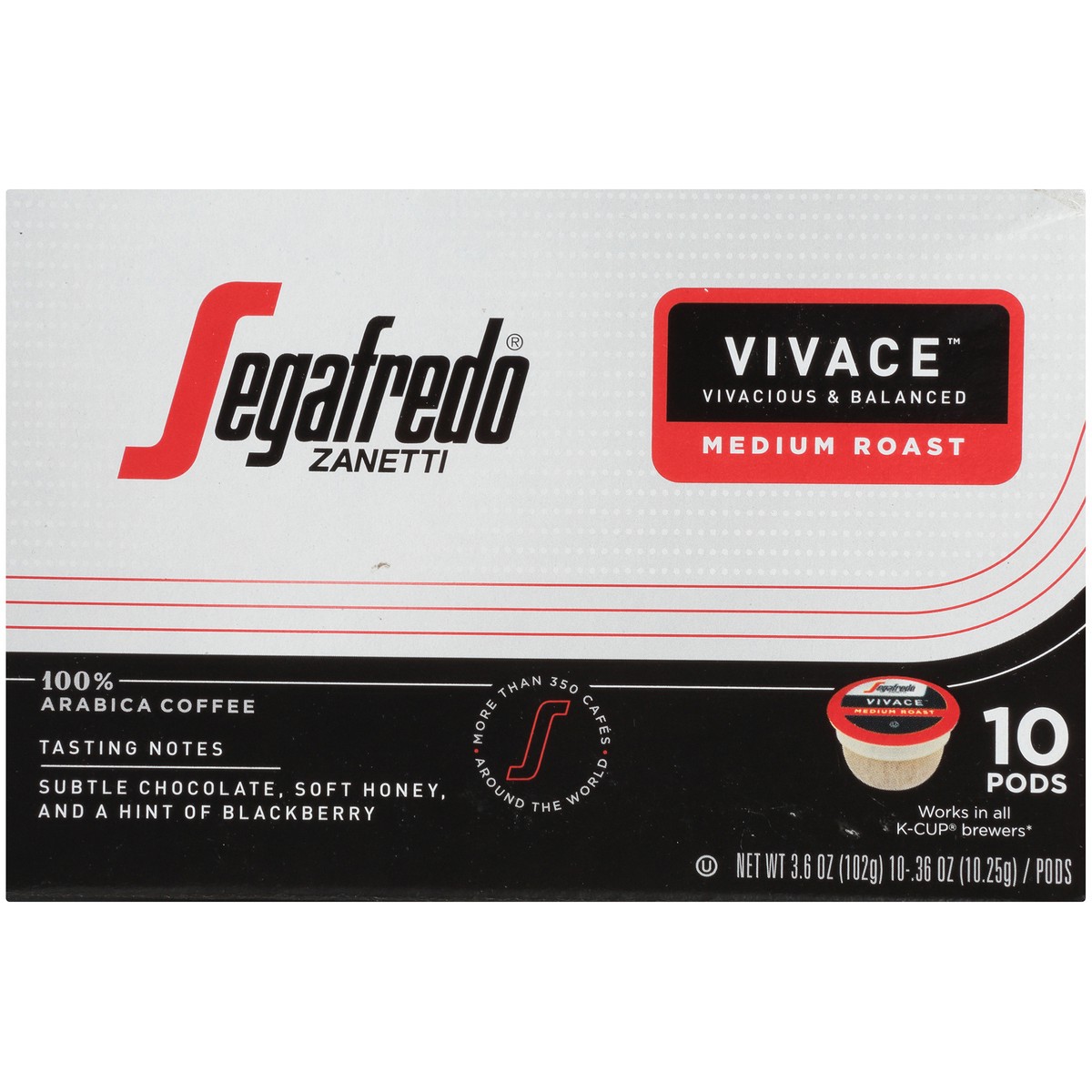 slide 6 of 9, Segafredo Zanetti Vivace Medium Roast Ground Coffee Pods - 3.6 oz, 3.6 oz