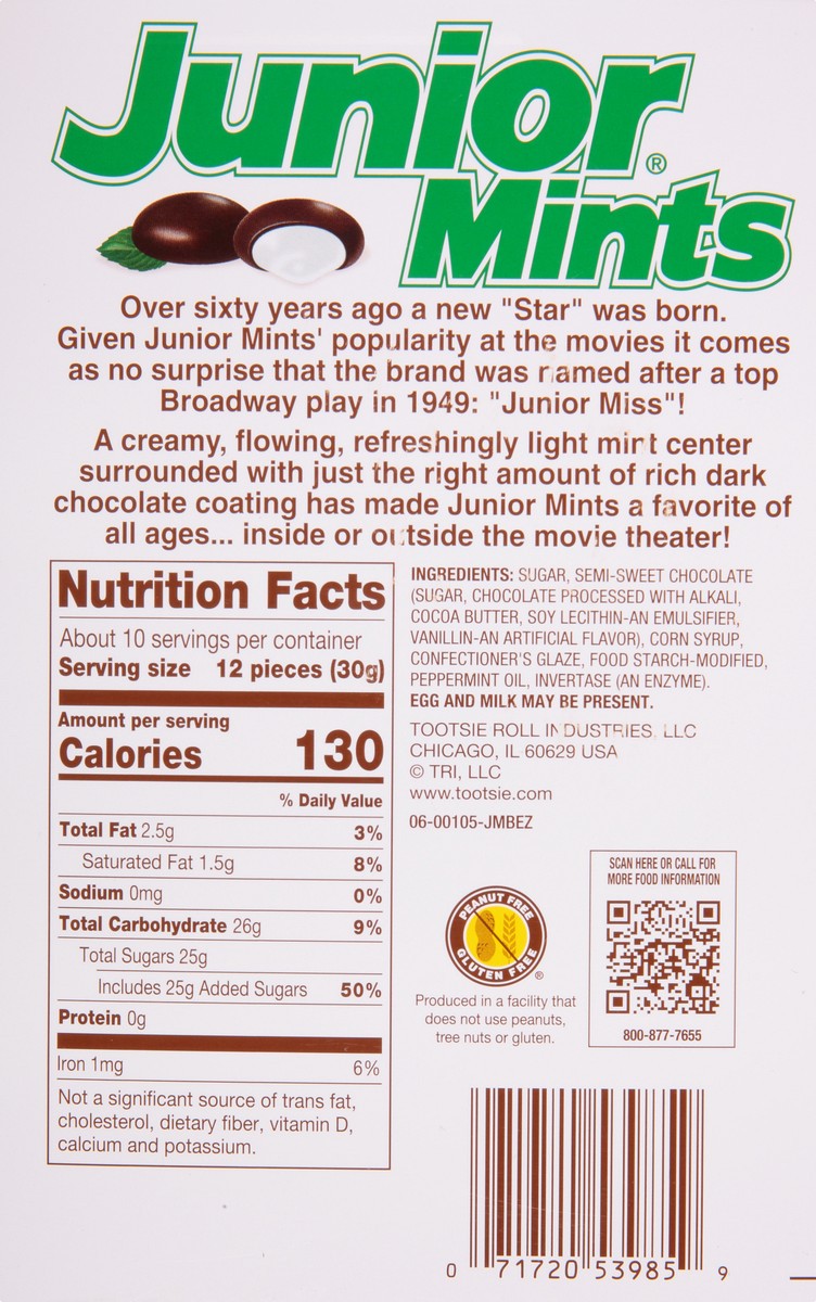 slide 4 of 13, Junior Mints Big Box Size! In Pure Chocolate Creamy Mints 10.5 oz, 10.5 oz