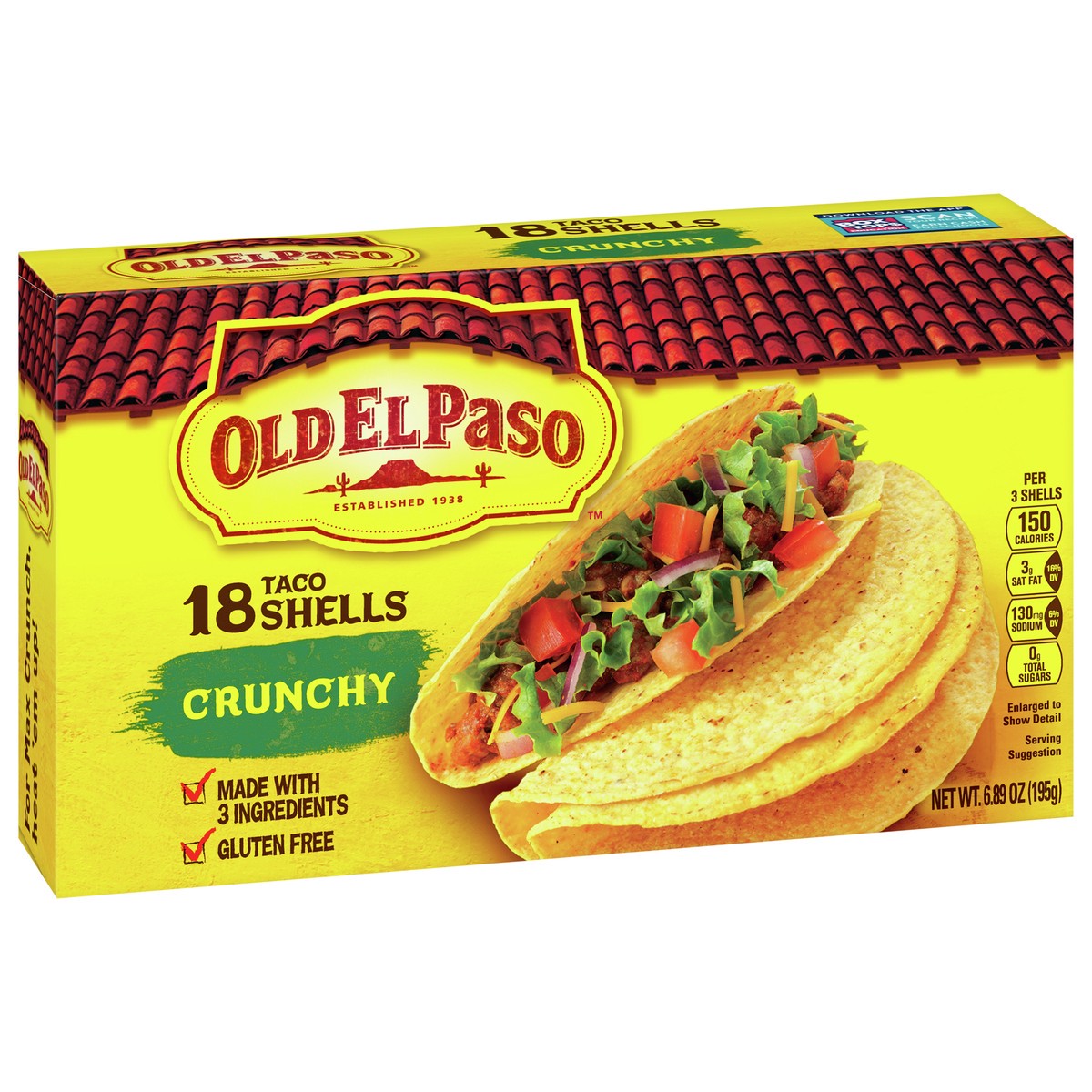 slide 3 of 9, Old El Paso Crunchy Taco Shells, Gluten-Free, 18 ct., 6.89 oz, 18 ct