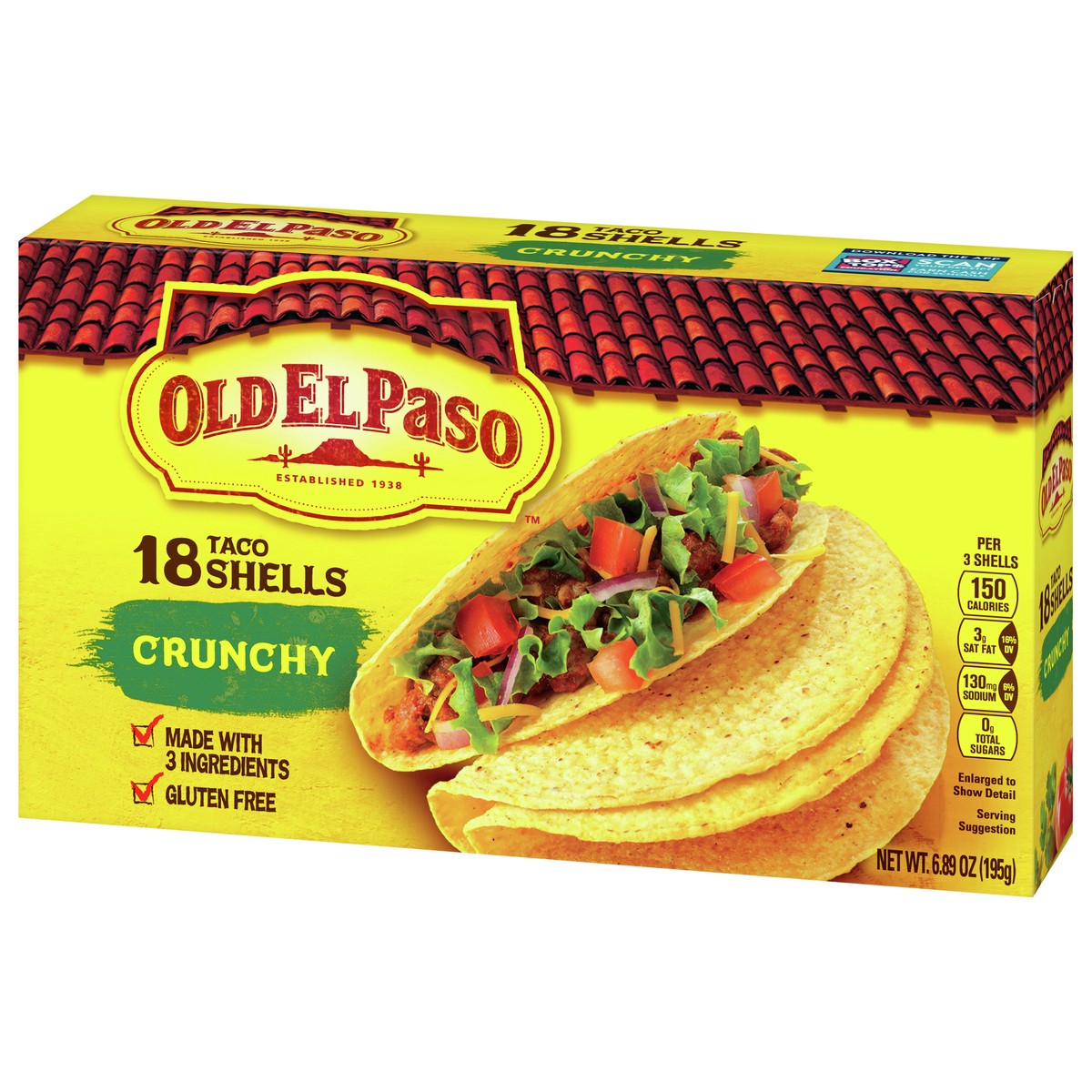 slide 7 of 9, Old El Paso Crunchy Taco Shells, Gluten-Free, 18 ct., 6.89 oz, 18 ct