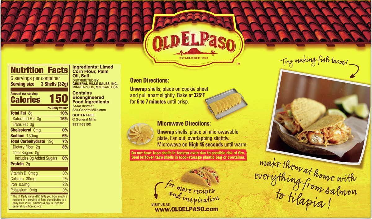 slide 5 of 9, Old El Paso Crunchy Taco Shells, Gluten-Free, 18 ct., 6.89 oz, 18 ct