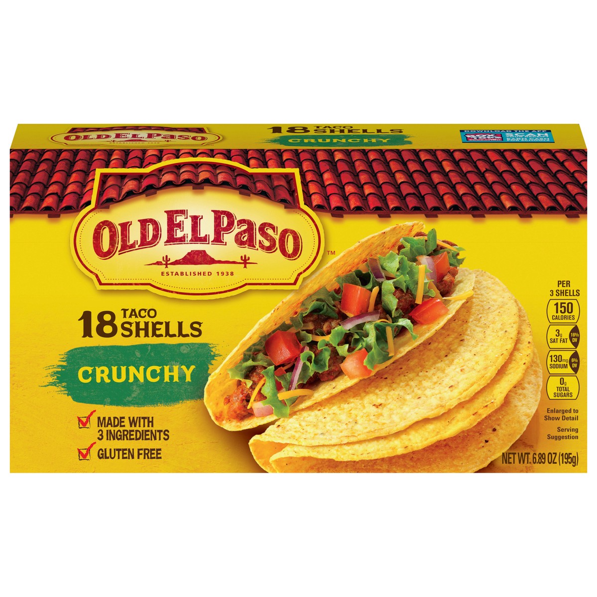 slide 1 of 9, Old El Paso Crunchy Taco Shells, Gluten-Free, 18 ct., 6.89 oz, 18 ct