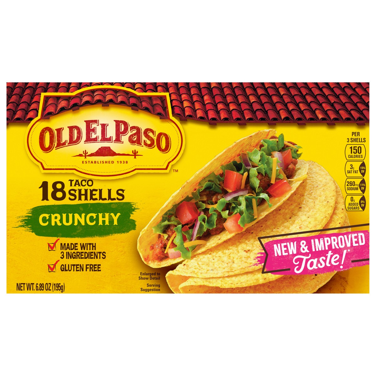 slide 1 of 9, Old El Paso Crunchy Taco Shells, Gluten-Free, 18 ct., 6.89 oz, 6.89 oz