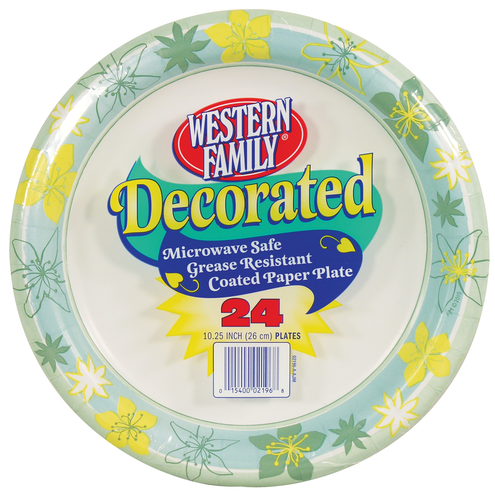 slide 1 of 1, Western Family Decorated Paper Plate, 24 ct