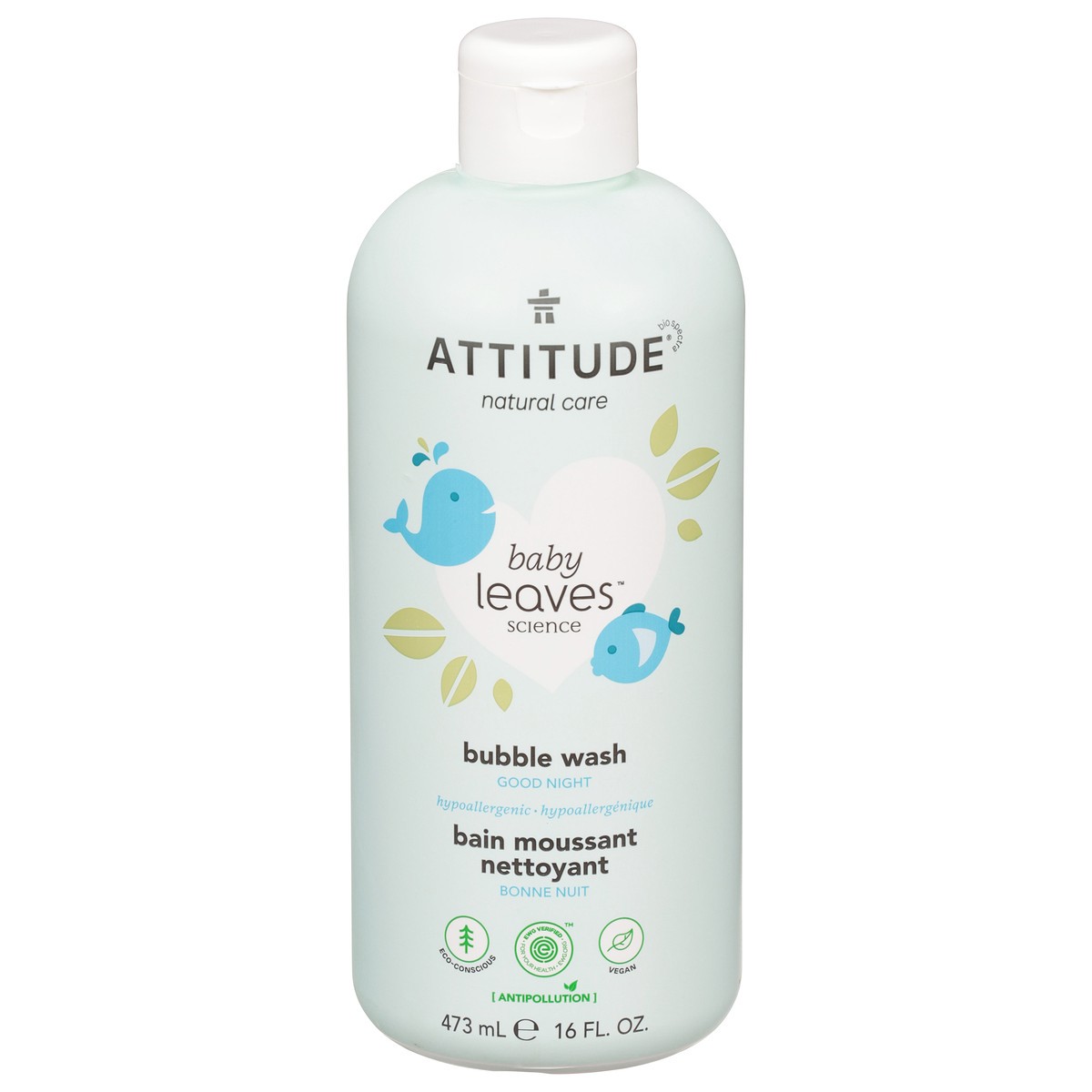 slide 1 of 13, Attitude Good Night Almond Milk Baby Bubble Wash, 1 ct