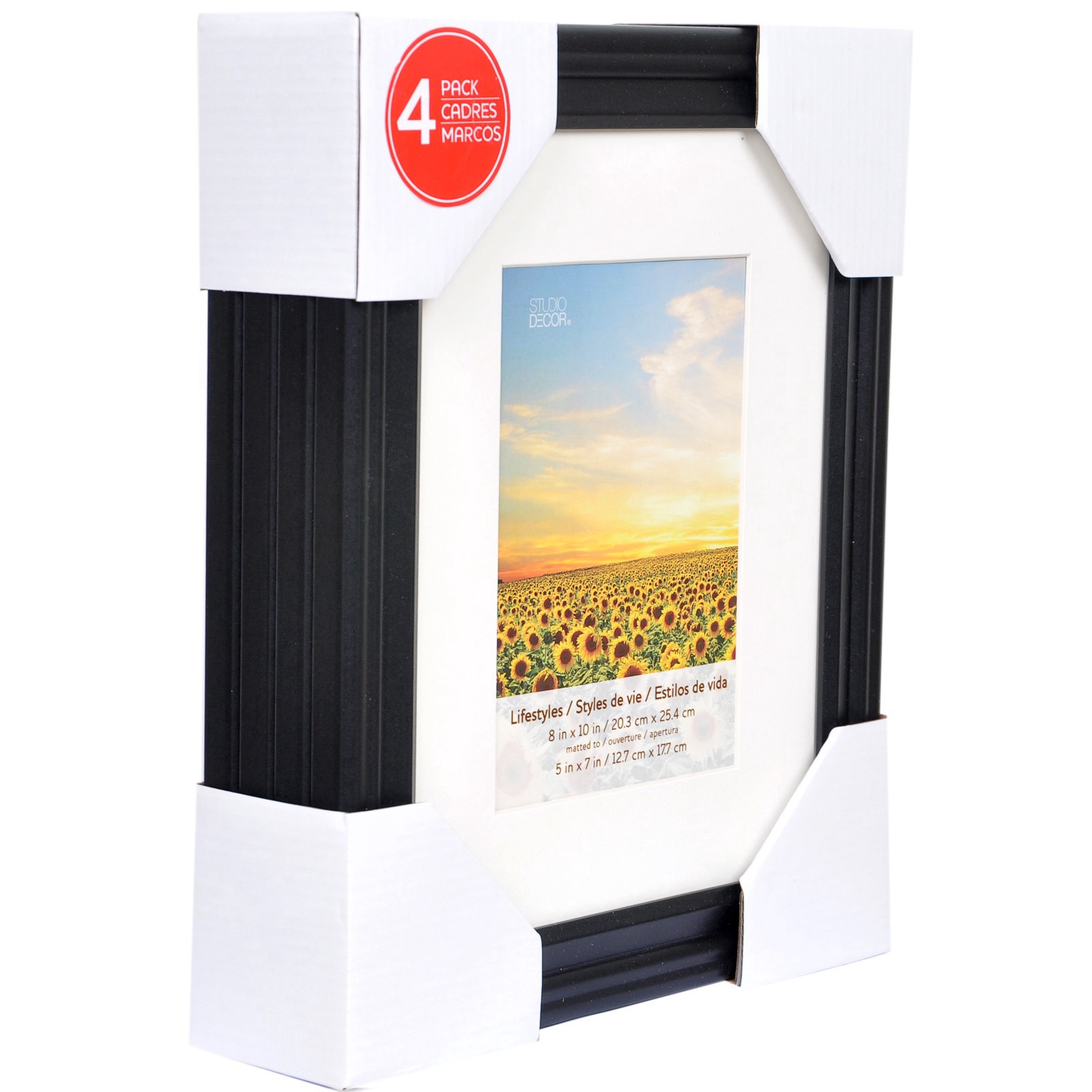 slide 4 of 5, 4 Pack Lifestyles 5" X 7" Black Frame With Mat By Studio Decor, 5 in x 7 in