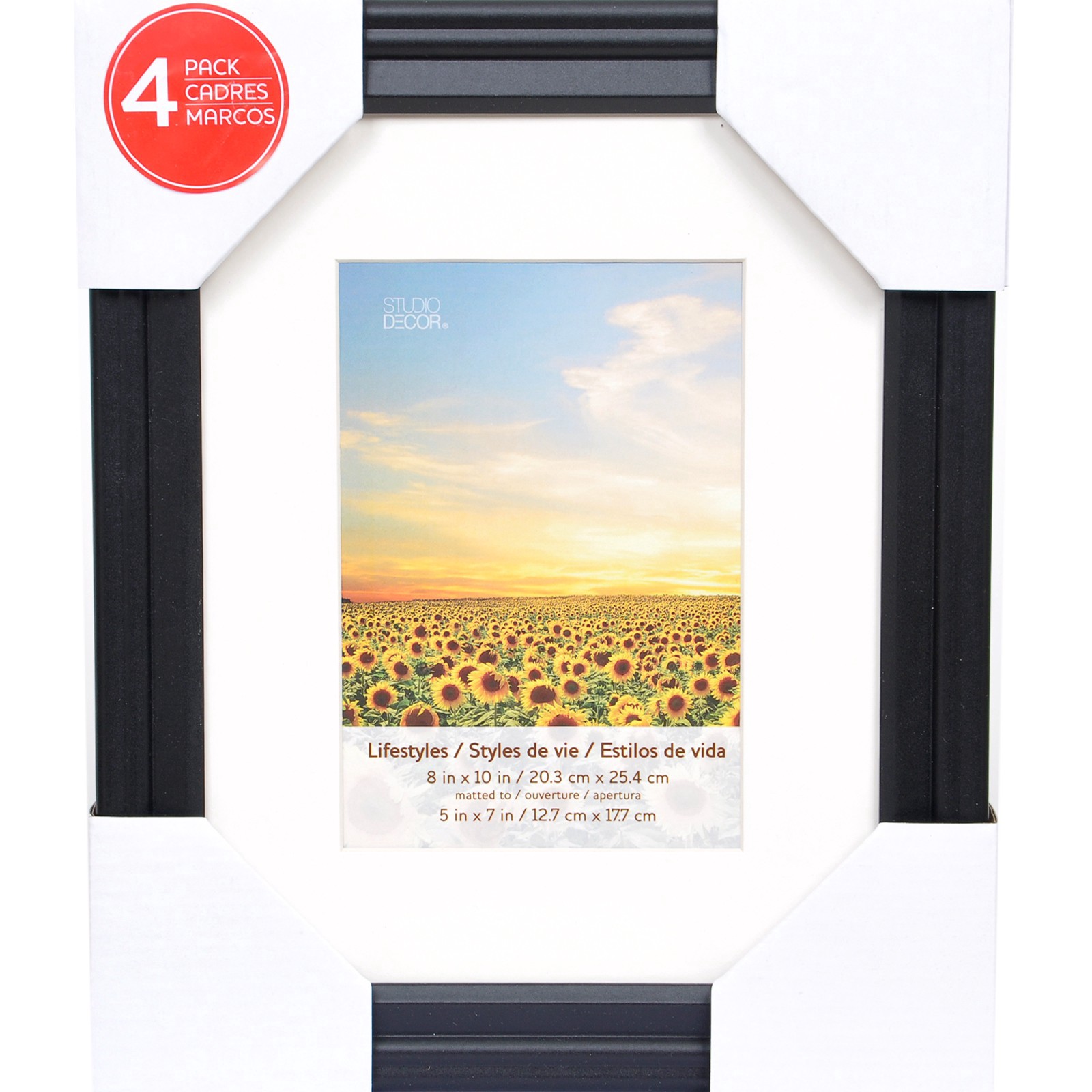 slide 3 of 5, 4 Pack Lifestyles 5" X 7" Black Frame With Mat By Studio Decor, 5 in x 7 in