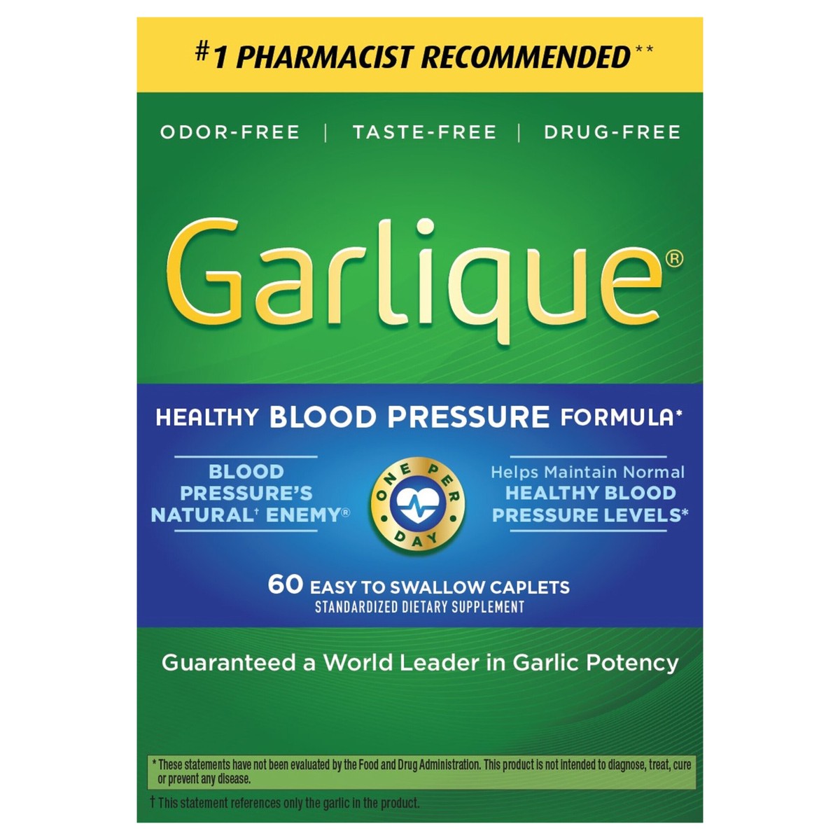slide 1 of 2, Garlique Garlic Extract Supplement, Healthy Blood Pressure Formula, Odorless & Vegan, 60 Caplets, 60 ct