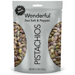 Wonderful Pistachios No Shells Sea Salt & Pepper Nuts, 5.5 Ounce Bag
