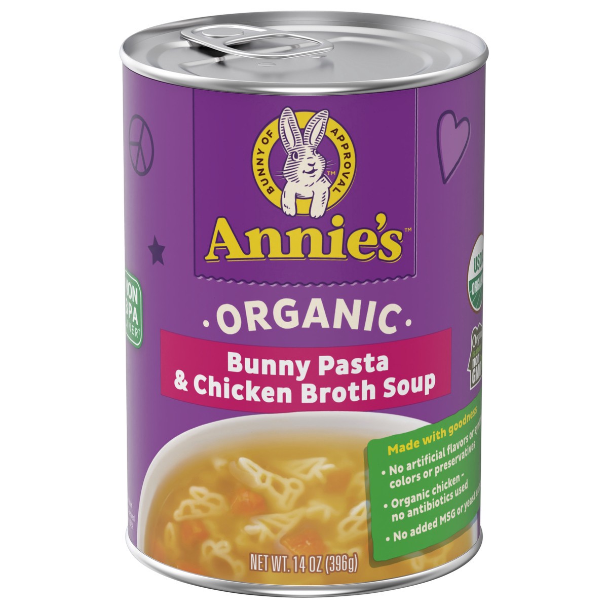 slide 1 of 9, Annie's Organic Bunny Pasta and Chicken Broth Soup, 14 oz, 14 oz