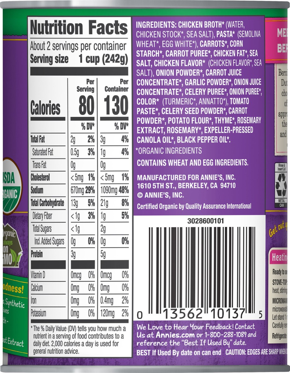 slide 4 of 9, Annie's Organic Bunny Pasta and Chicken Broth Soup, 14 oz, 14 oz
