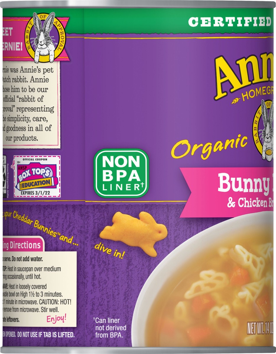 slide 5 of 9, Annie's Organic Bunny Pasta and Chicken Broth Soup, 14 oz, 14 oz