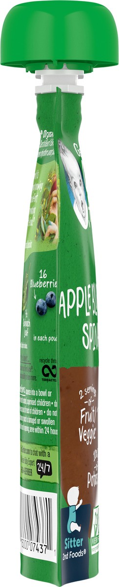 slide 4 of 9, Gerber Stage 2 Baby Food, Organic Apple Blueberry Spinach, 3.5 oz Pouch, 3.5 oz