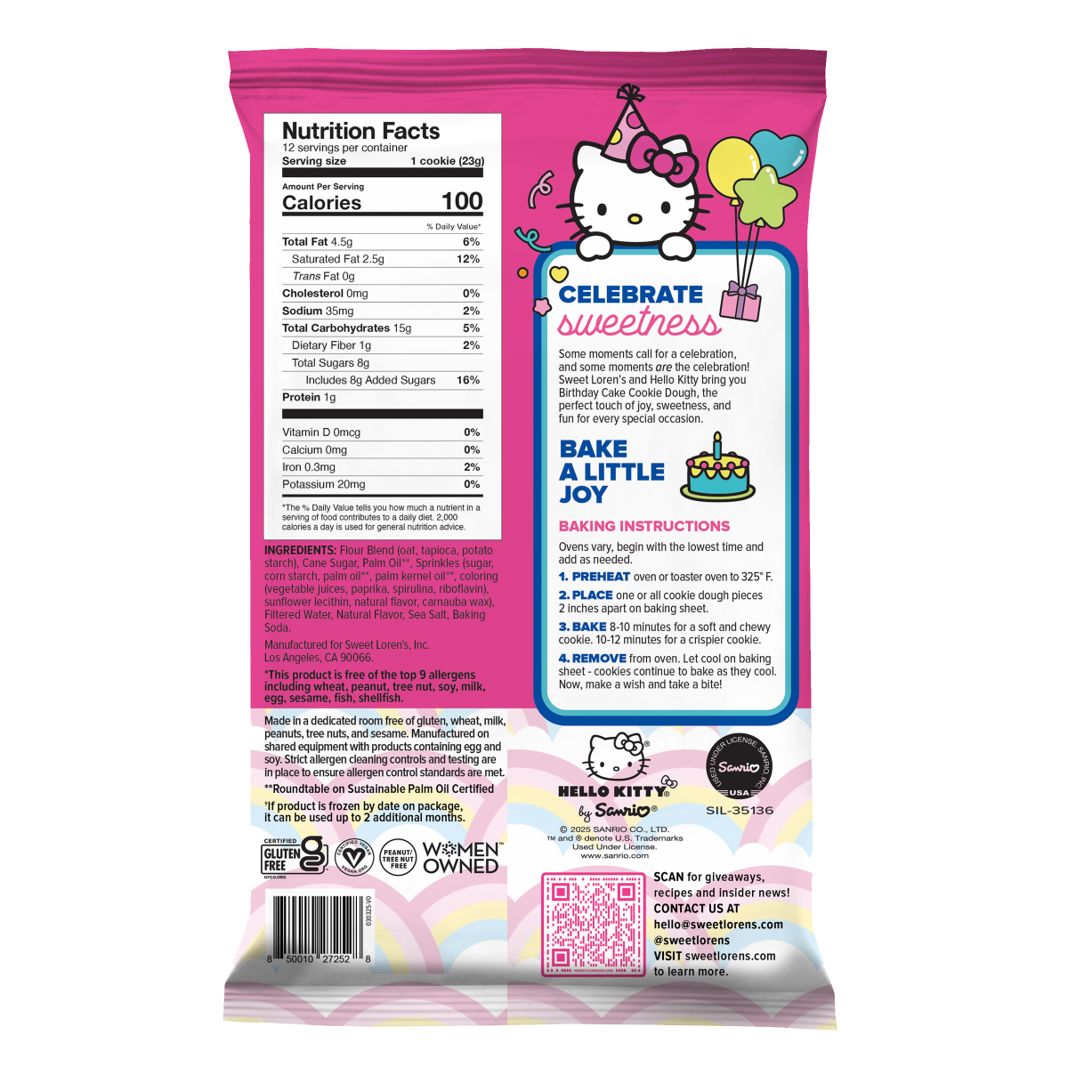 slide 2 of 2, Sweet Loren's Hello Kitty Birthday Cake Cookie Dough, 9.6oz, 12 ct