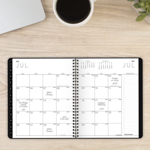 slide 3 of 10, AT-A-GLANCE® Contemporary Lite Academic 2025-2026 Weekly Monthly Planner, Black, Medium, 7"" x 8 3/4"", 1 ct