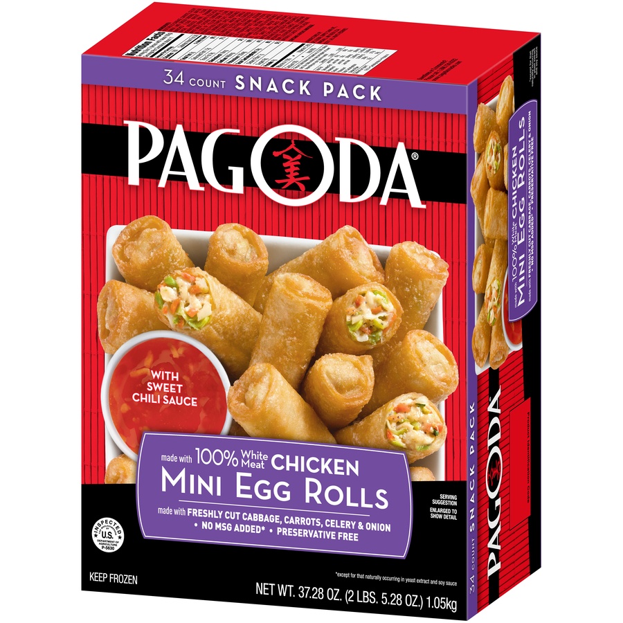slide 3 of 8, Pagoda Express White Meat Chicken Mini Egg Rolls With Sweet Chili Sauce, 37.28 oz