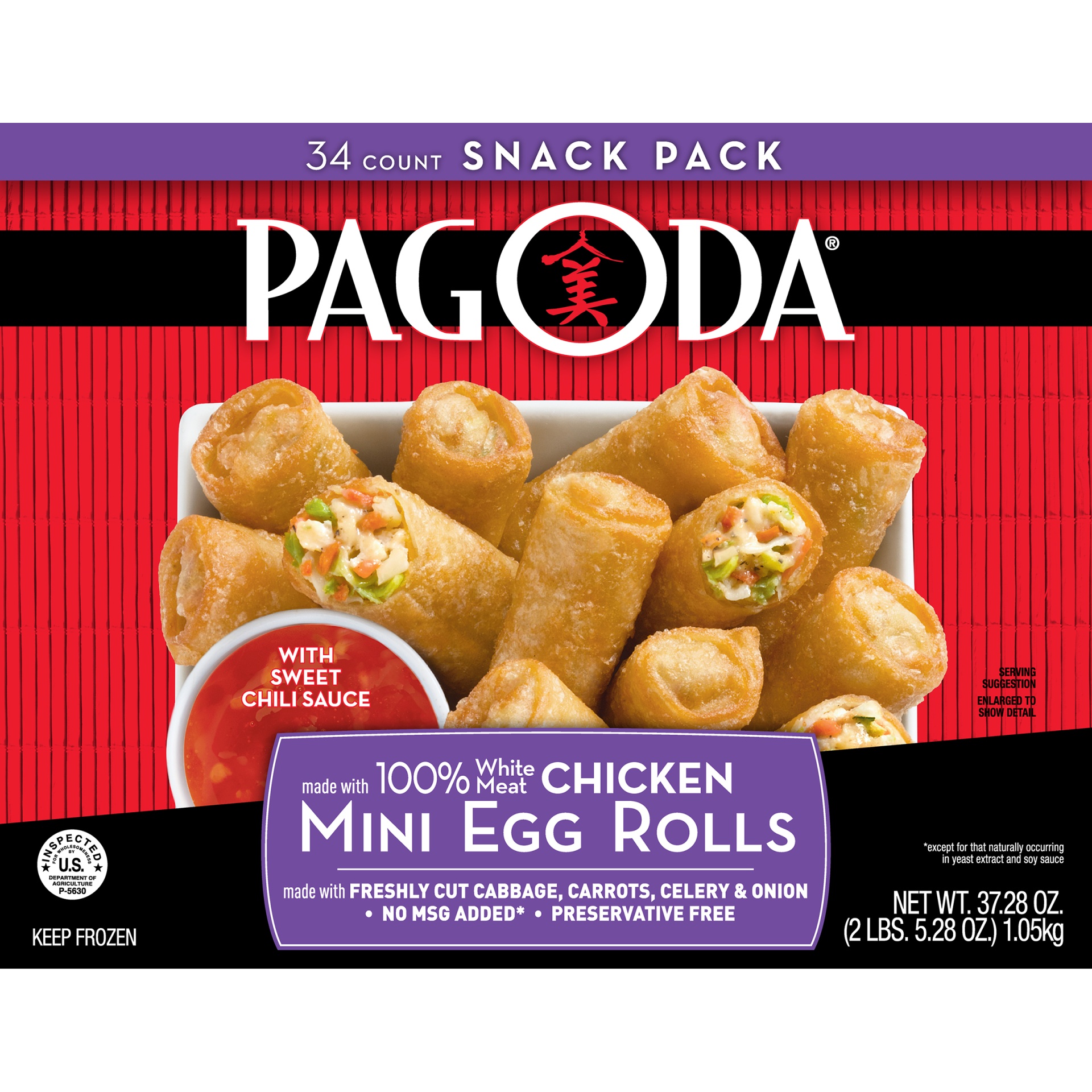 slide 6 of 8, Pagoda Express White Meat Chicken Mini Egg Rolls With Sweet Chili Sauce, 37.28 oz
