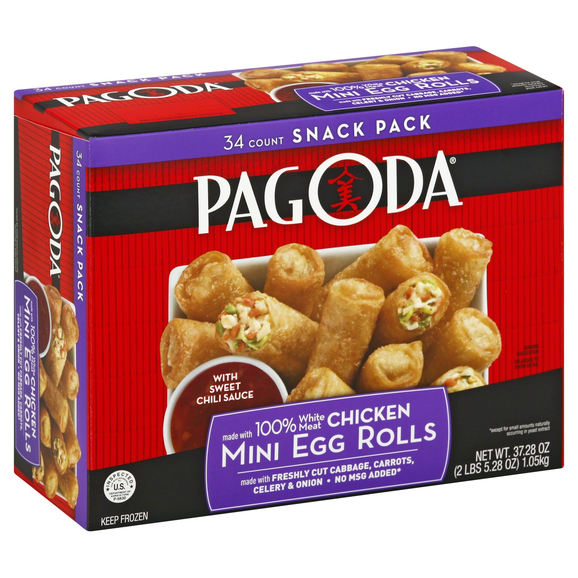 slide 1 of 1, Pagoda Express White Meat Chicken Mini Egg Rolls With Sweet Chili Sauce, 37.28 oz