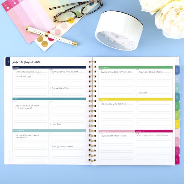 slide 2 of 10, Emily Ley Simplified by Emily Ley for AT-A-GLANCE® Academic 2025-2026 Weekly Monthly Planner, Happy Stripe, Large, 8 1/2"" x 11"", 1 ct