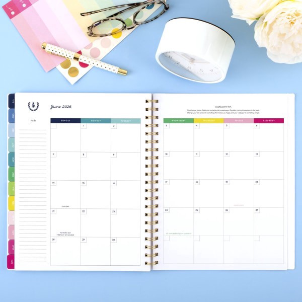 slide 8 of 10, Emily Ley Simplified by Emily Ley for AT-A-GLANCE® Academic 2025-2026 Weekly Monthly Planner, Happy Stripe, Large, 8 1/2"" x 11"", 1 ct