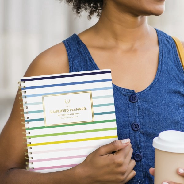 slide 6 of 10, Emily Ley Simplified by Emily Ley for AT-A-GLANCE® Academic 2025-2026 Weekly Monthly Planner, Happy Stripe, Large, 8 1/2"" x 11"", 1 ct