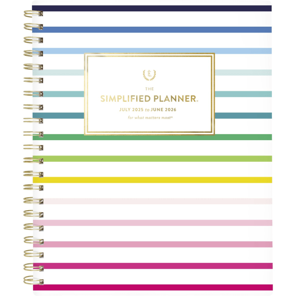 slide 9 of 10, Emily Ley Simplified by Emily Ley for AT-A-GLANCE® Academic 2025-2026 Weekly Monthly Planner, Happy Stripe, Large, 8 1/2"" x 11"", 1 ct