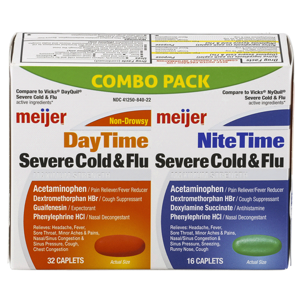 slide 1 of 5, Meijer DayTime & NiteTime Severe Cold & Flu Caplets, 48 ct