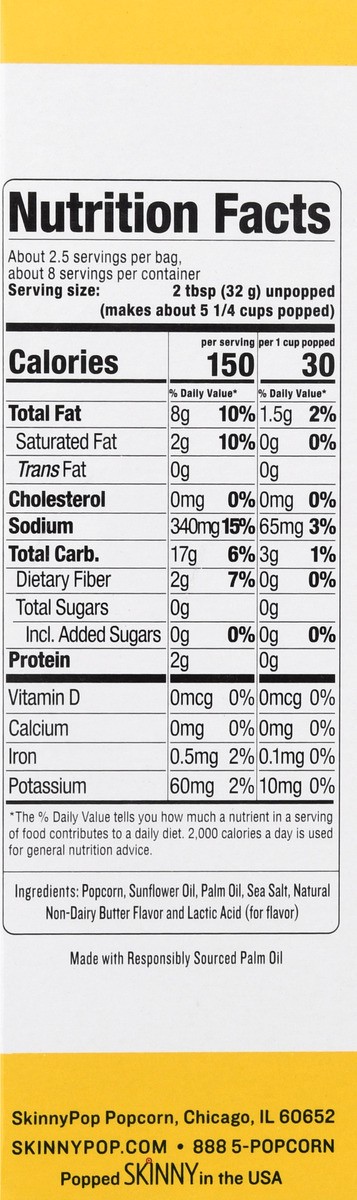 slide 3 of 13, SkinnyPop Butter Flavor Popcorn 3 ea, 3 ct