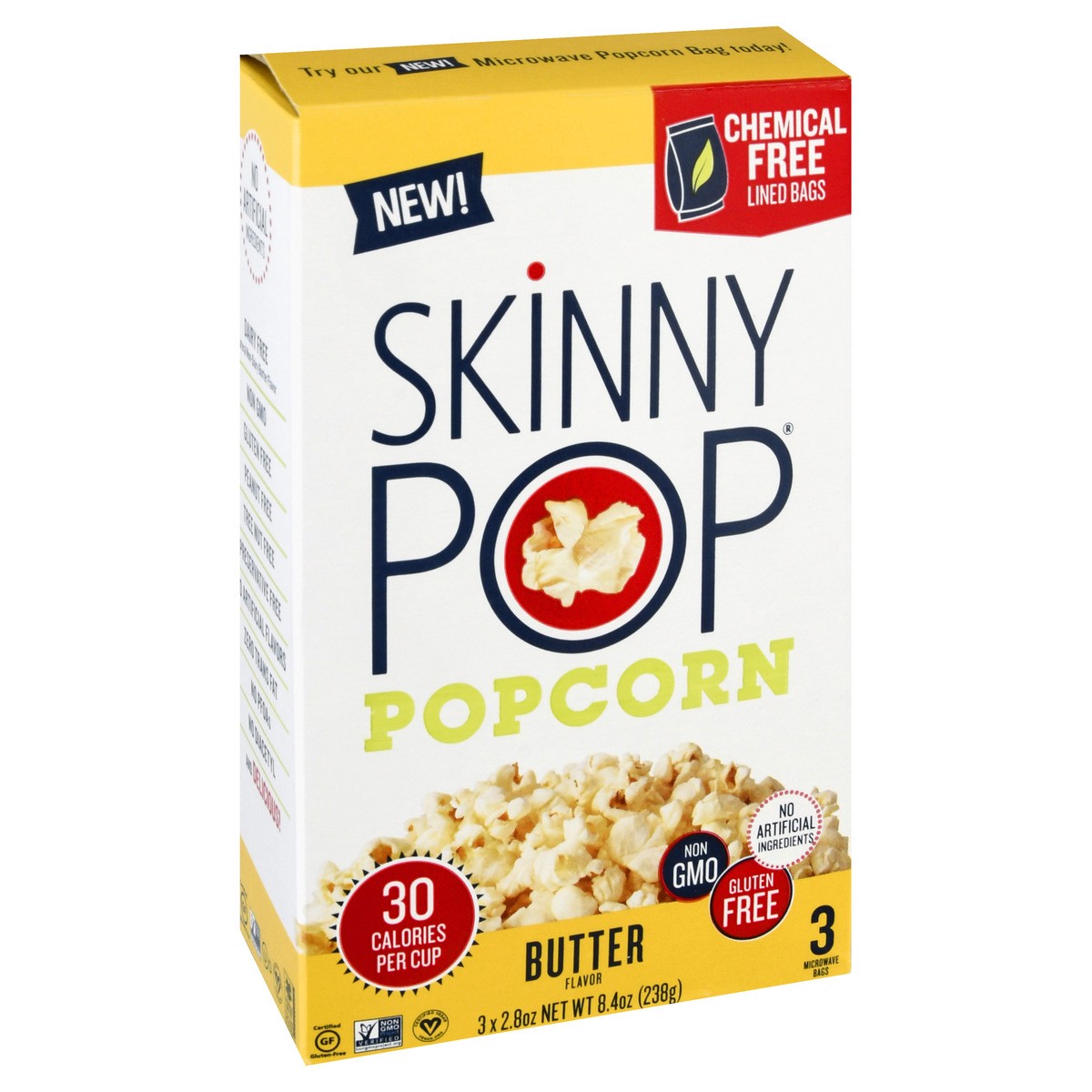 slide 4 of 13, SkinnyPop Butter Flavor Popcorn 3 ea, 3 ct