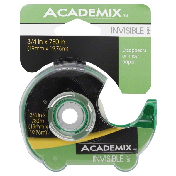 slide 1 of 1, Academix Invisible Tape 3/4IN Press & Cut, 1 ct