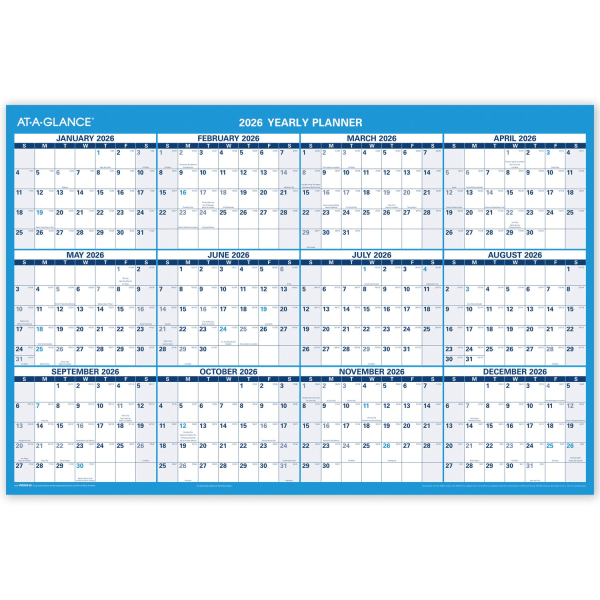 slide 5 of 8, AT-A-GLANCE® Horizontal Reversible Erasable Academic and Regular Year 2025-2026 Wall Calendar, Large, 36"" x 24"", 1 ct