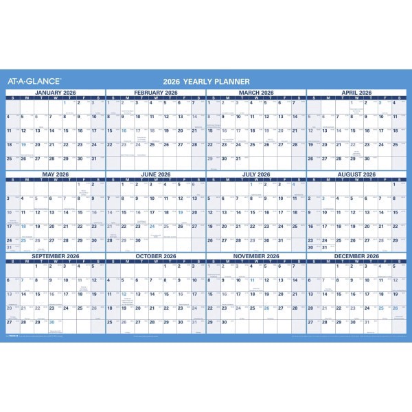 slide 2 of 8, AT-A-GLANCE® Horizontal Reversible Erasable Academic and Regular Year 2025-2026 Wall Calendar, Large, 36"" x 24"", 1 ct
