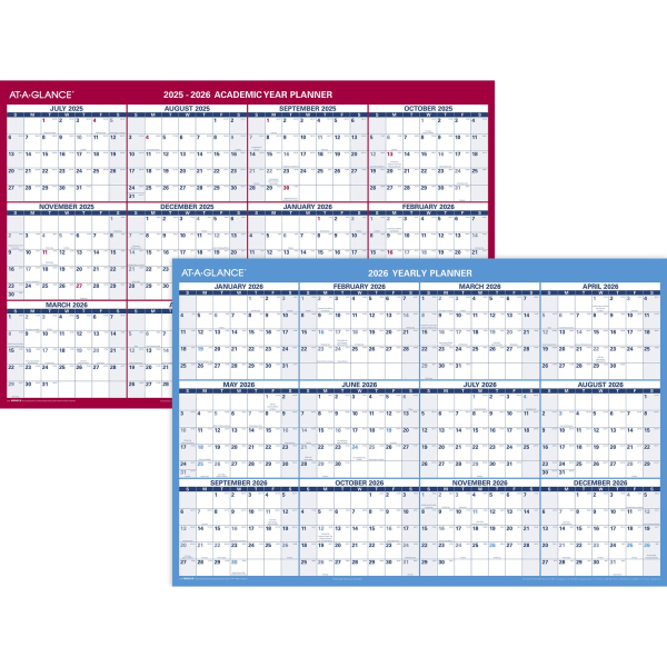 slide 8 of 8, AT-A-GLANCE® Horizontal Reversible Erasable Academic and Regular Year 2025-2026 Wall Calendar, Large, 36"" x 24"", 1 ct
