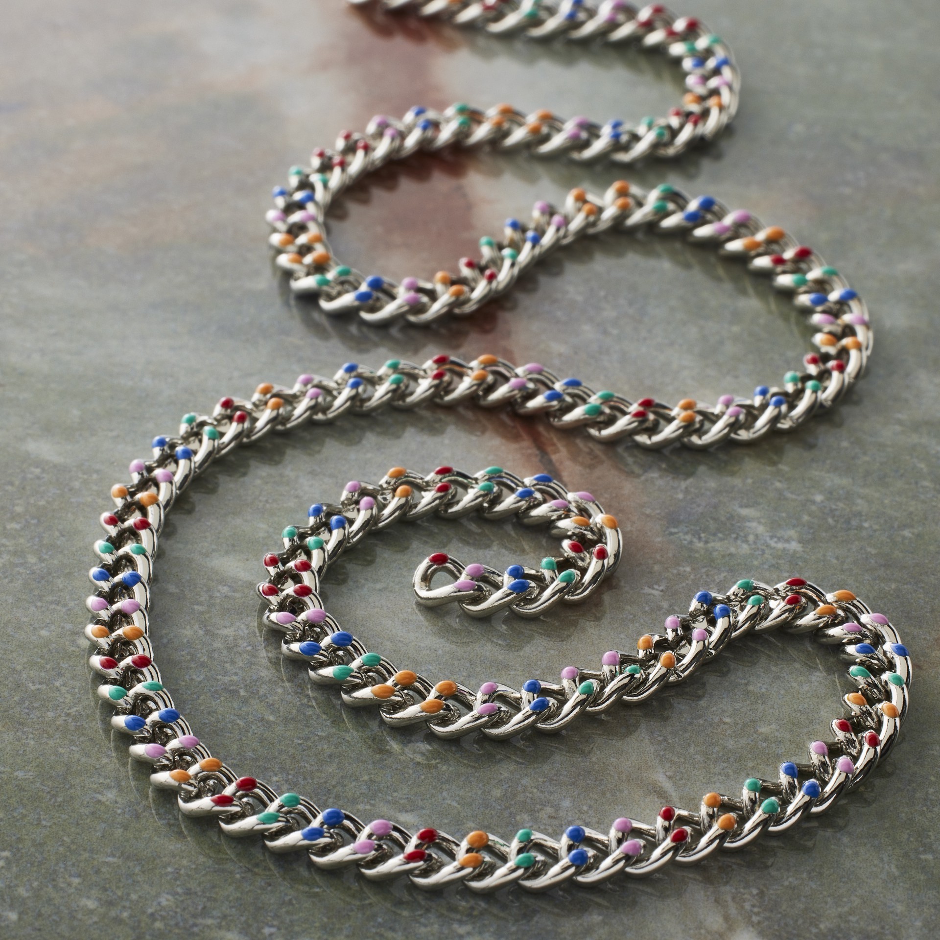 slide 3 of 3, 18" Rhodium Enamel Curb Chain By Bead Landing, 18 in