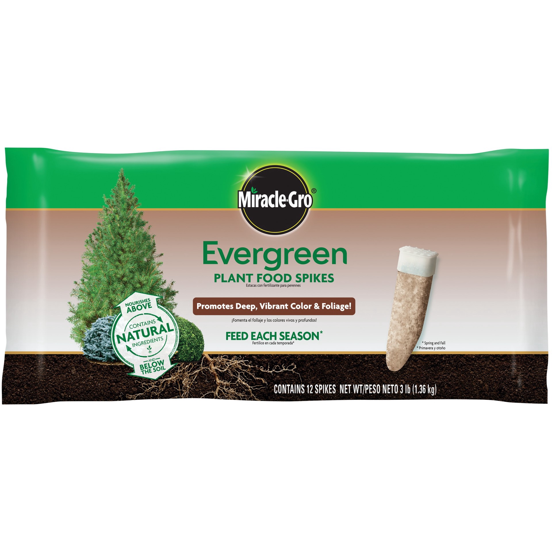 slide 1 of 3, Miracle-Gro Everygreen Plant Food Spikes, 12 ct