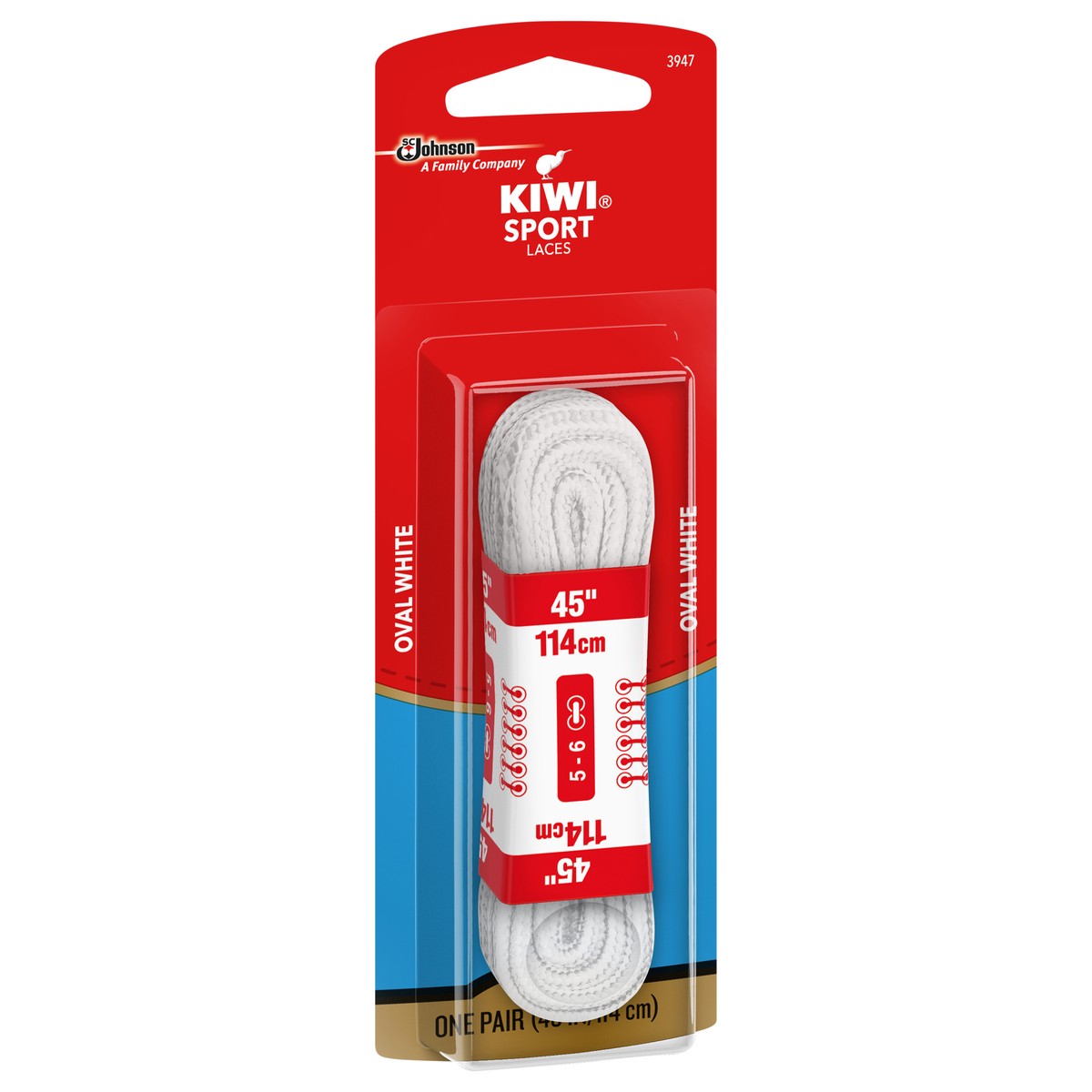 slide 2 of 5, KIWI Sport Oval Laces, White, 45 in, 1 pair, 45 in