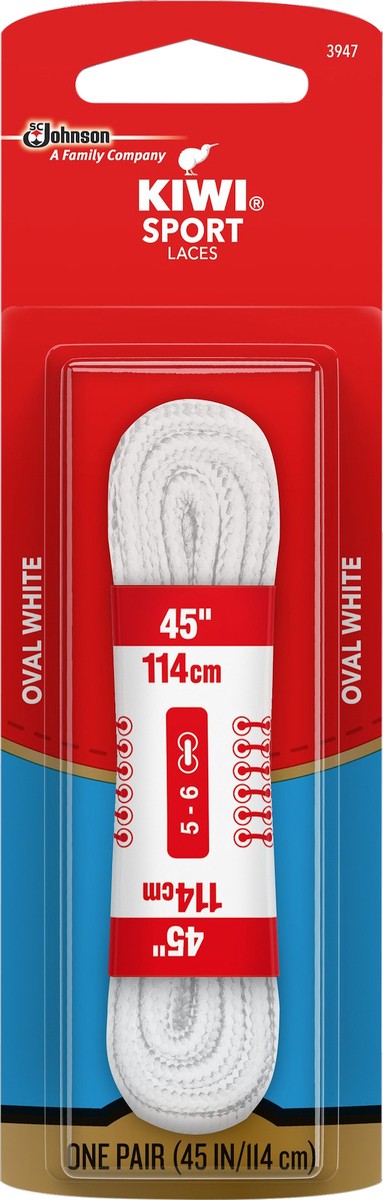 slide 5 of 5, KIWI Sport Oval Laces, White, 45 in, 1 pair, 45 in