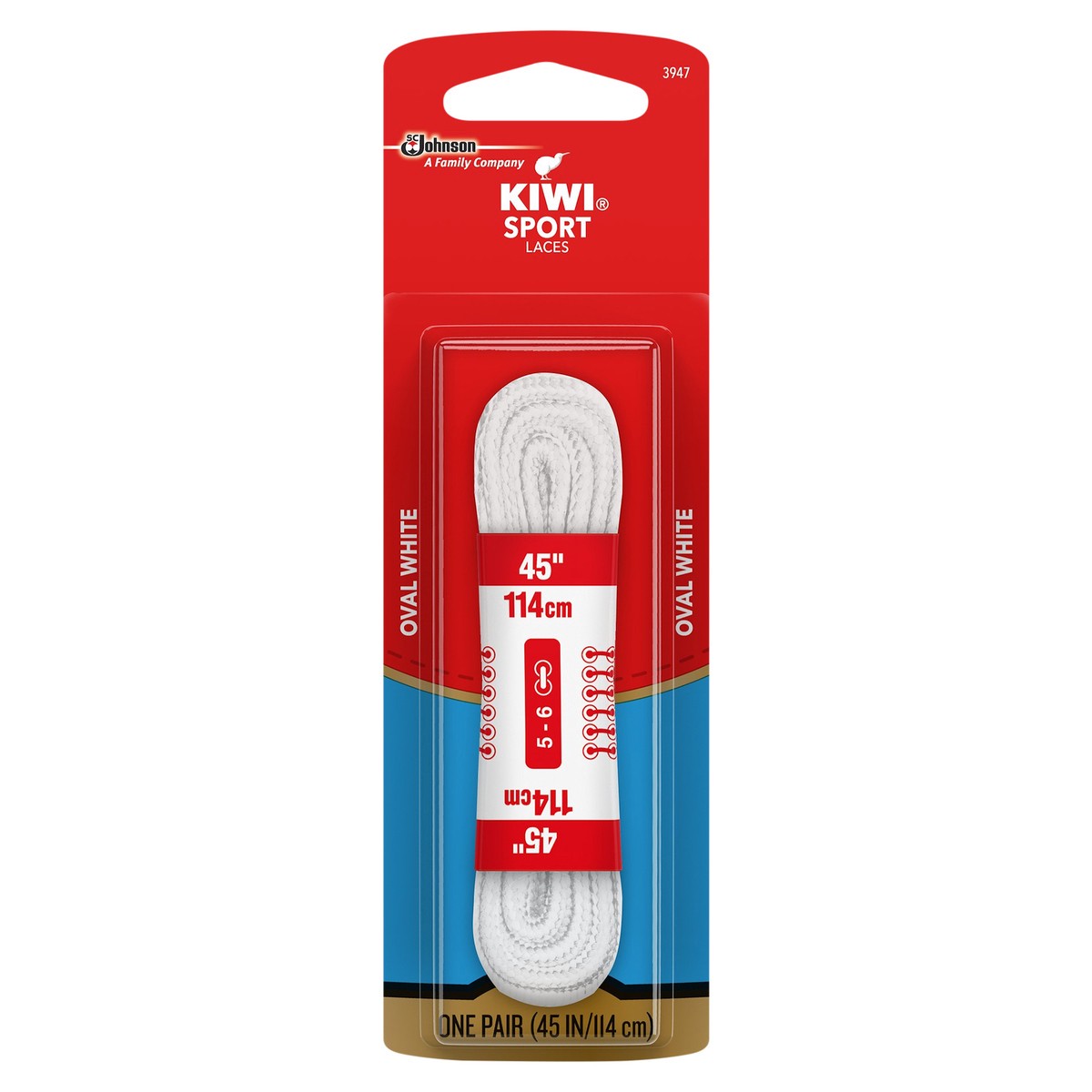 slide 1 of 5, KIWI Sport Oval Laces, White, 45 in, 1 pair, 45 in