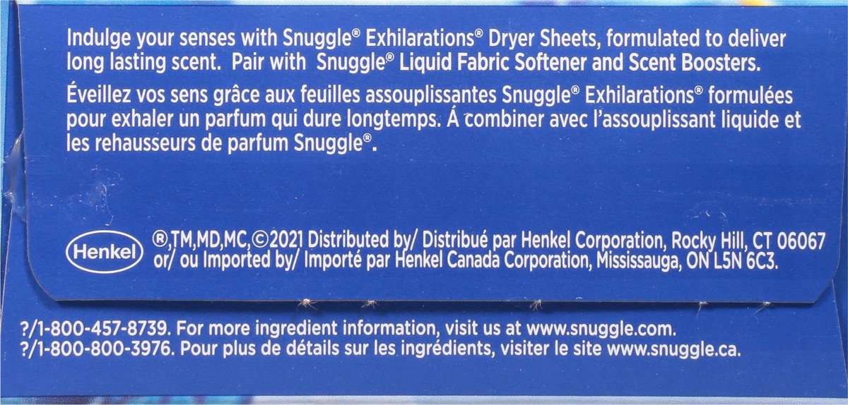 slide 6 of 10, Snuggle Exhilarations Blue Iris & Ocean Breeze Dryer Sheets 70 ea, 70 ct