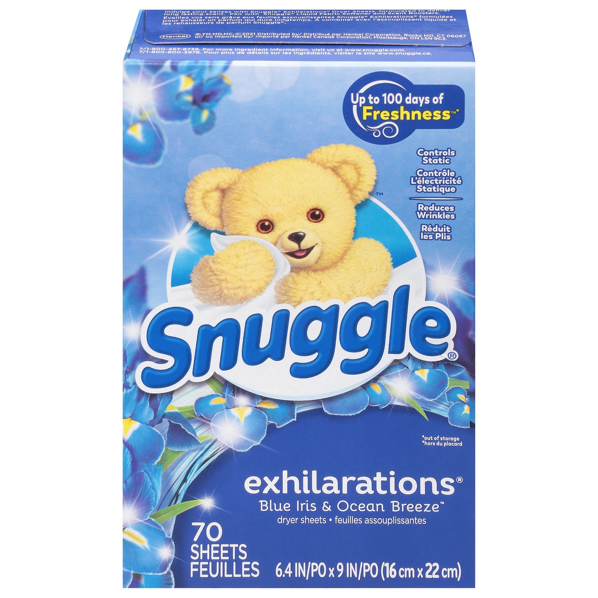 slide 1 of 10, Snuggle Exhilarations Blue Iris & Ocean Breeze Dryer Sheets 70 ea, 70 ct