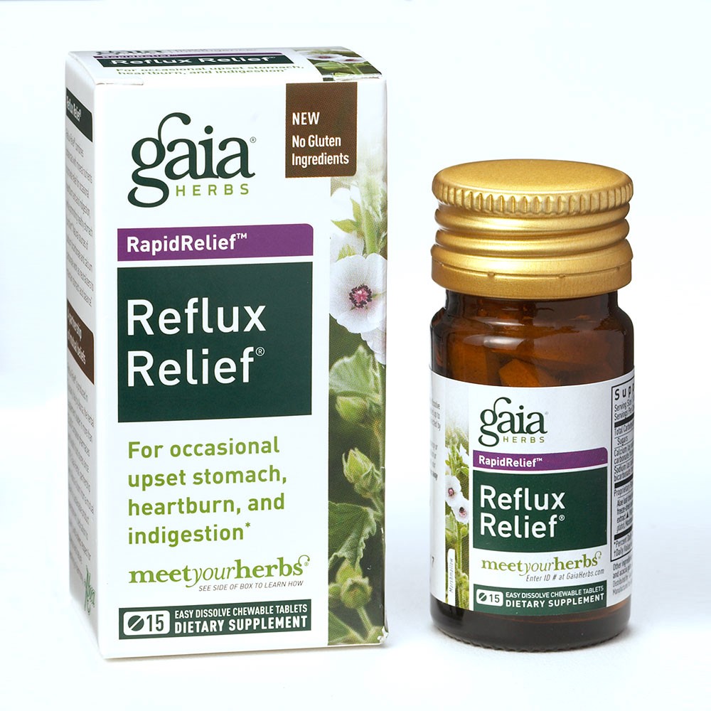 slide 1 of 1, Gaia Herbs Reflux Relief Double Strength Formula Tablet Bottles, 15 ct