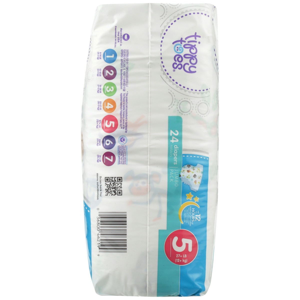 slide 8 of 8, Tippy Toes Diapers, Stage 5 - 27+LB (12+ KG), Jumbo Pack, 24 ct